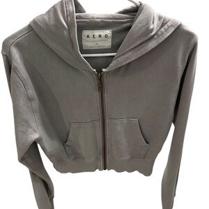 AERO gray Hoodie Jacket with front zipper.